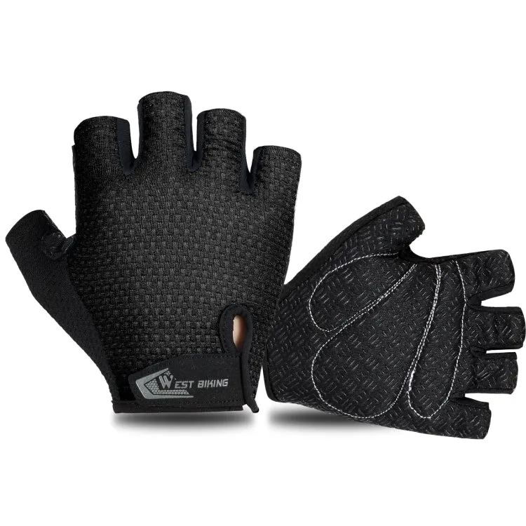 WEST BIKING YP0211218 Cycling Breathable Short Gloves Non-Slip Half Finger Gloves, Size: XL(Black)