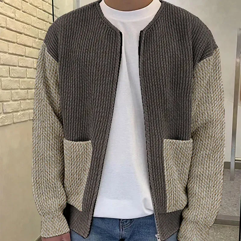 Wiaofellas  -  Men‘s Knitted Sweater Winter Thick Crew Neck Zipper Rib Knit Sweater Fashion Warm Casual Knitwear Coat Cardigan Men Clothing