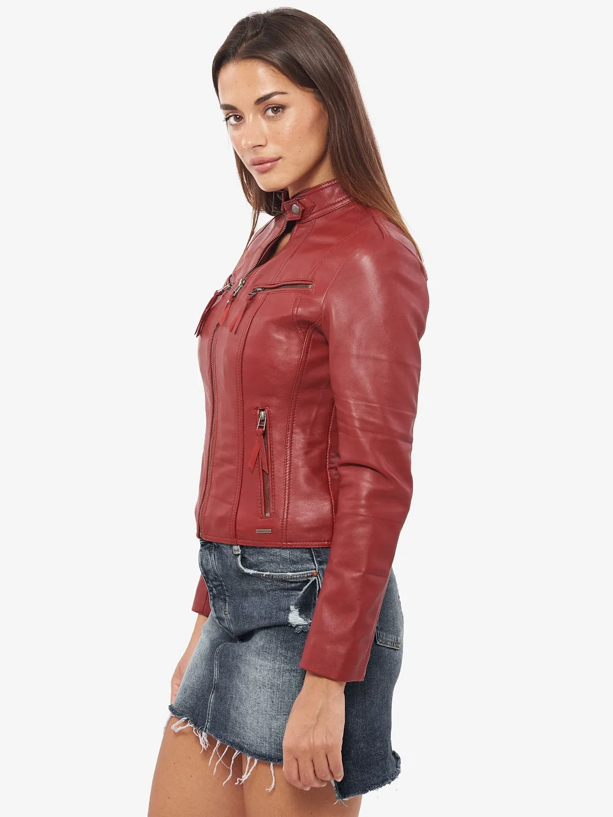 Women Body Fit Bomber KARIOX F-L 41 Leather Jacket