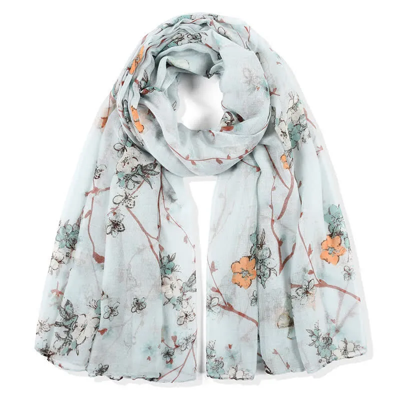 Women's Elegant Vibrant Floral Long Wrap Scarf