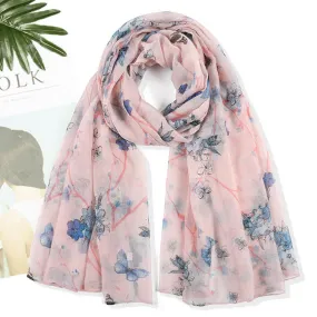 Women's Elegant Vibrant Floral Long Wrap Scarf