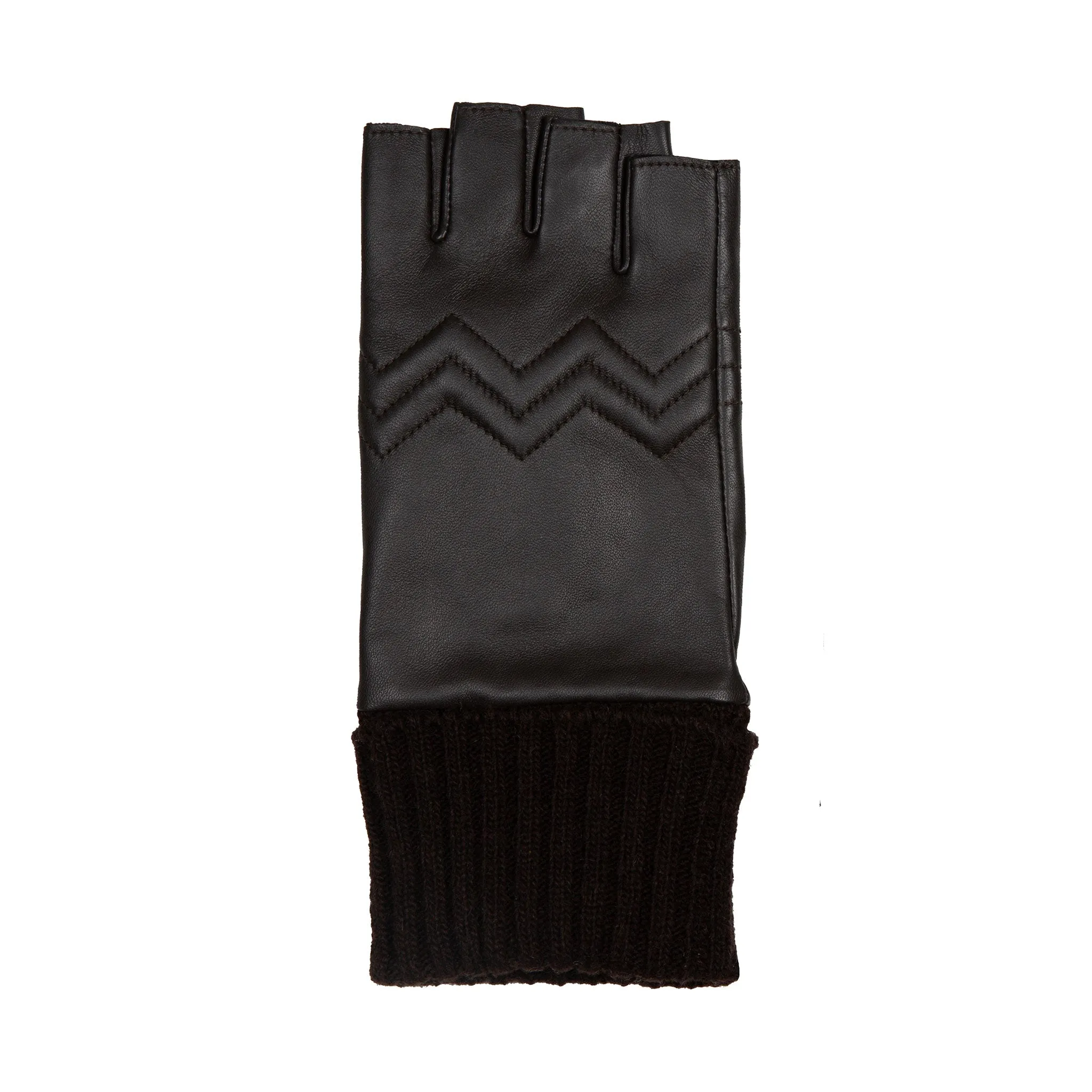 Women’s Fingerless Leather Gloves with Quilted Chevron Design