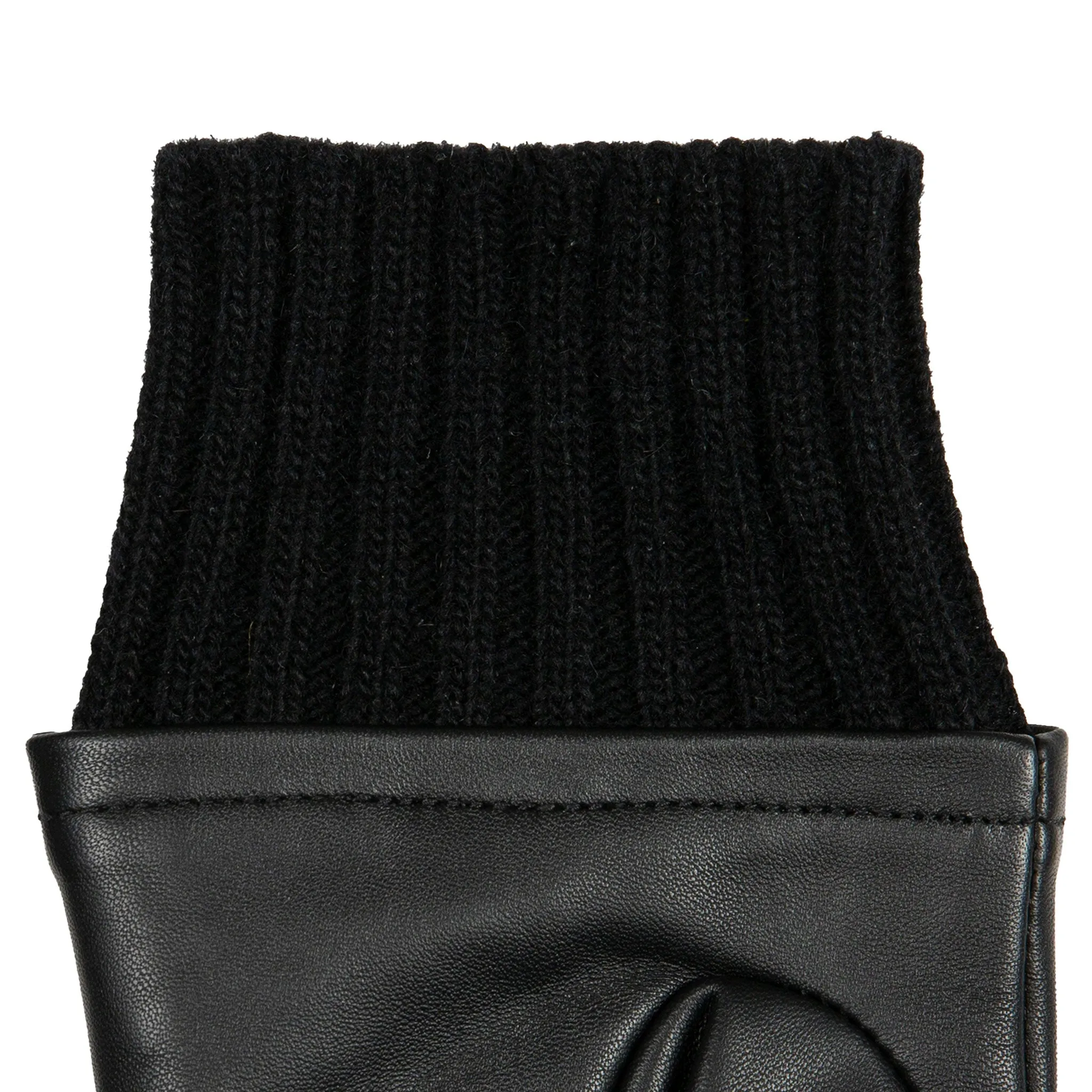 Women’s Fingerless Leather Mittens with Knitted Cuffs