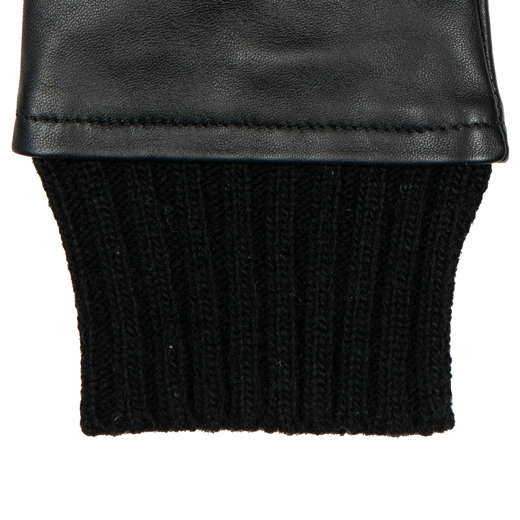 Women’s Fingerless Leather Mittens with Knitted Cuffs