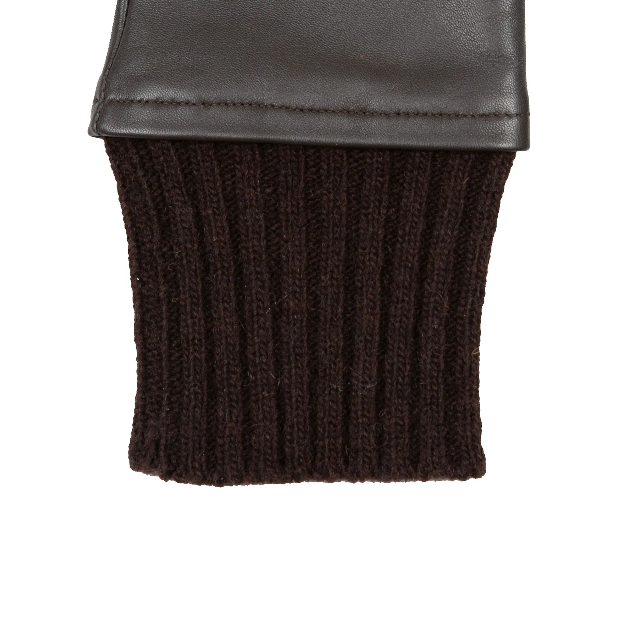 Women’s Fingerless Leather Mittens with Knitted Cuffs