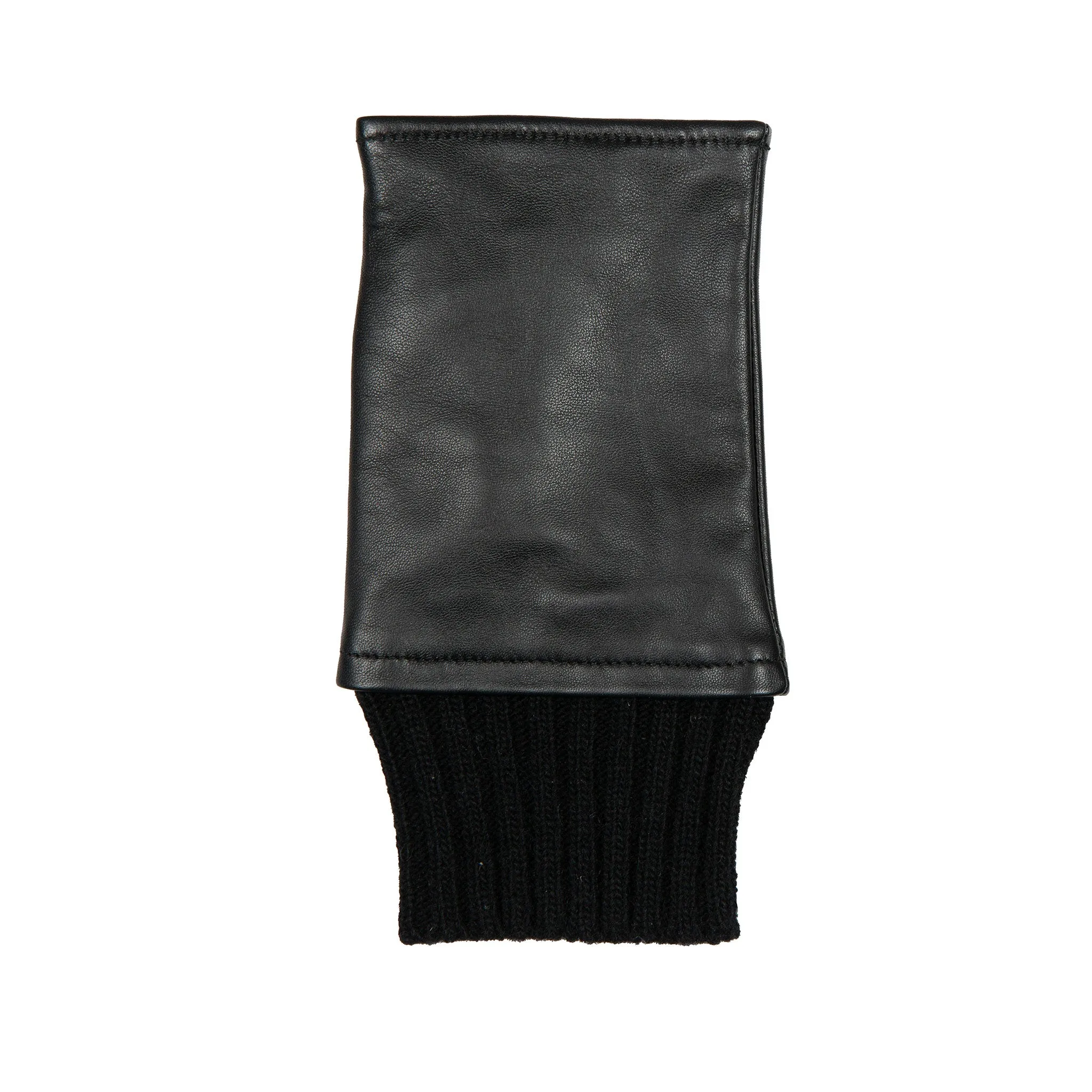 Women’s Fingerless Leather Mittens with Knitted Cuffs