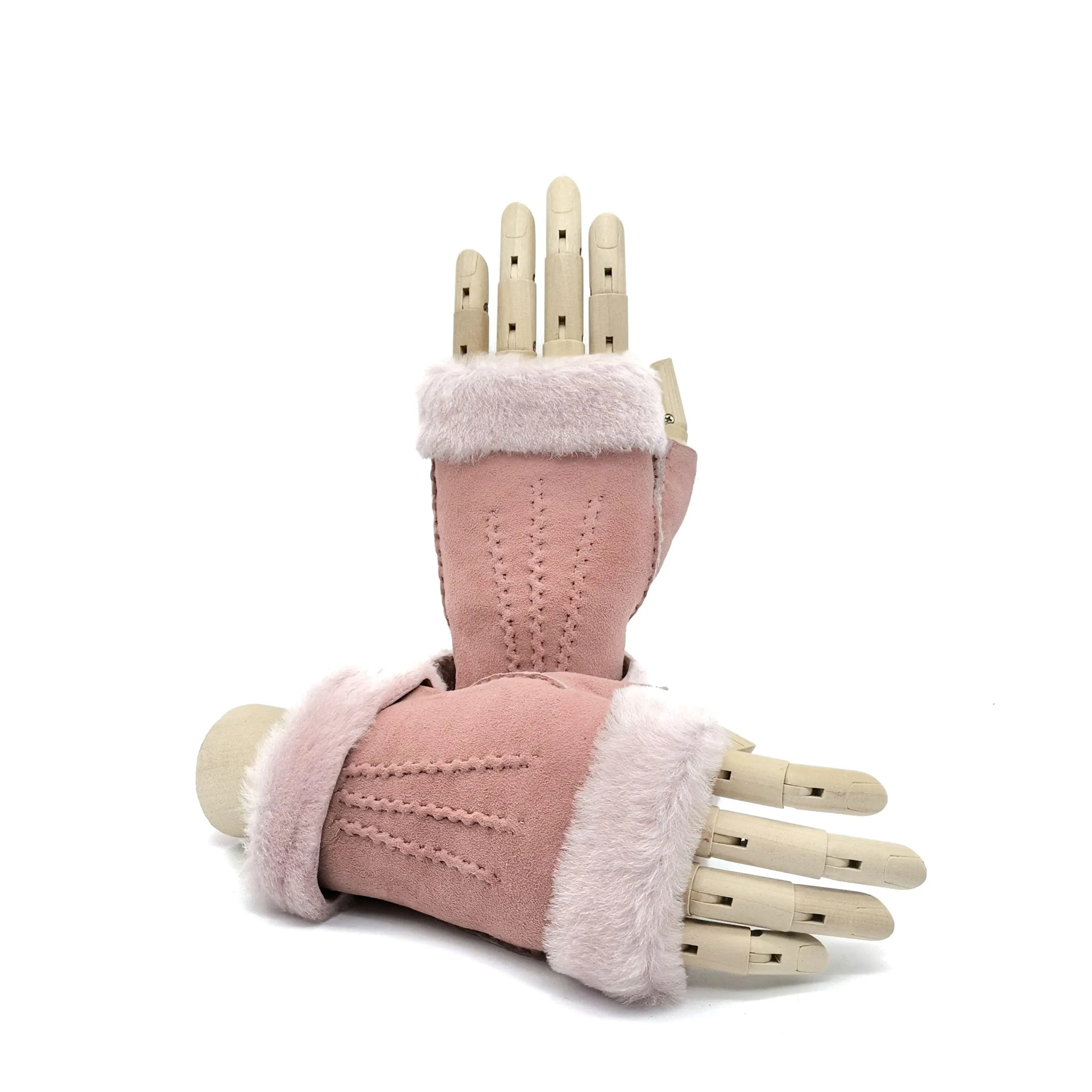 Women's lambskin fingerless in pink color