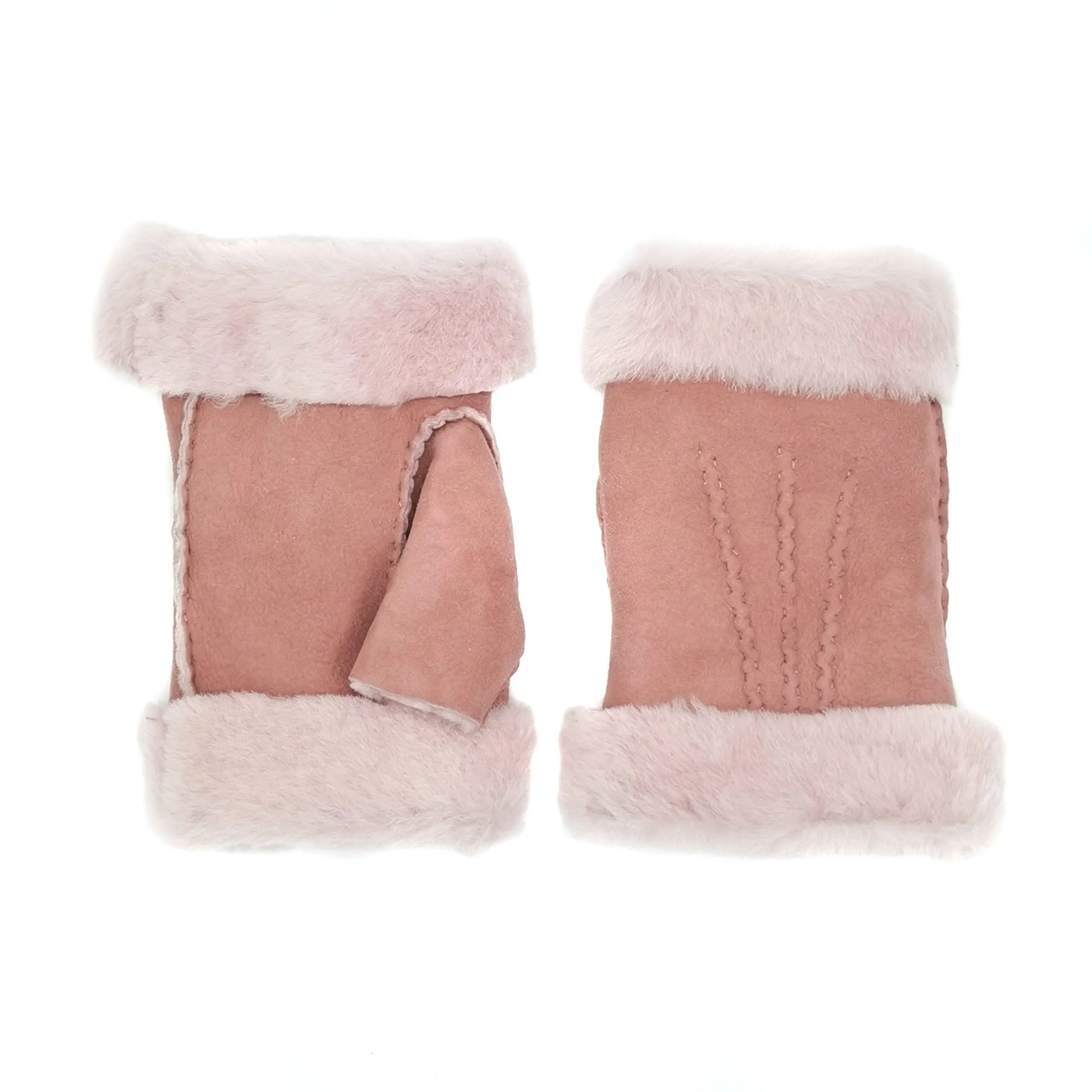 Women's lambskin fingerless in pink color