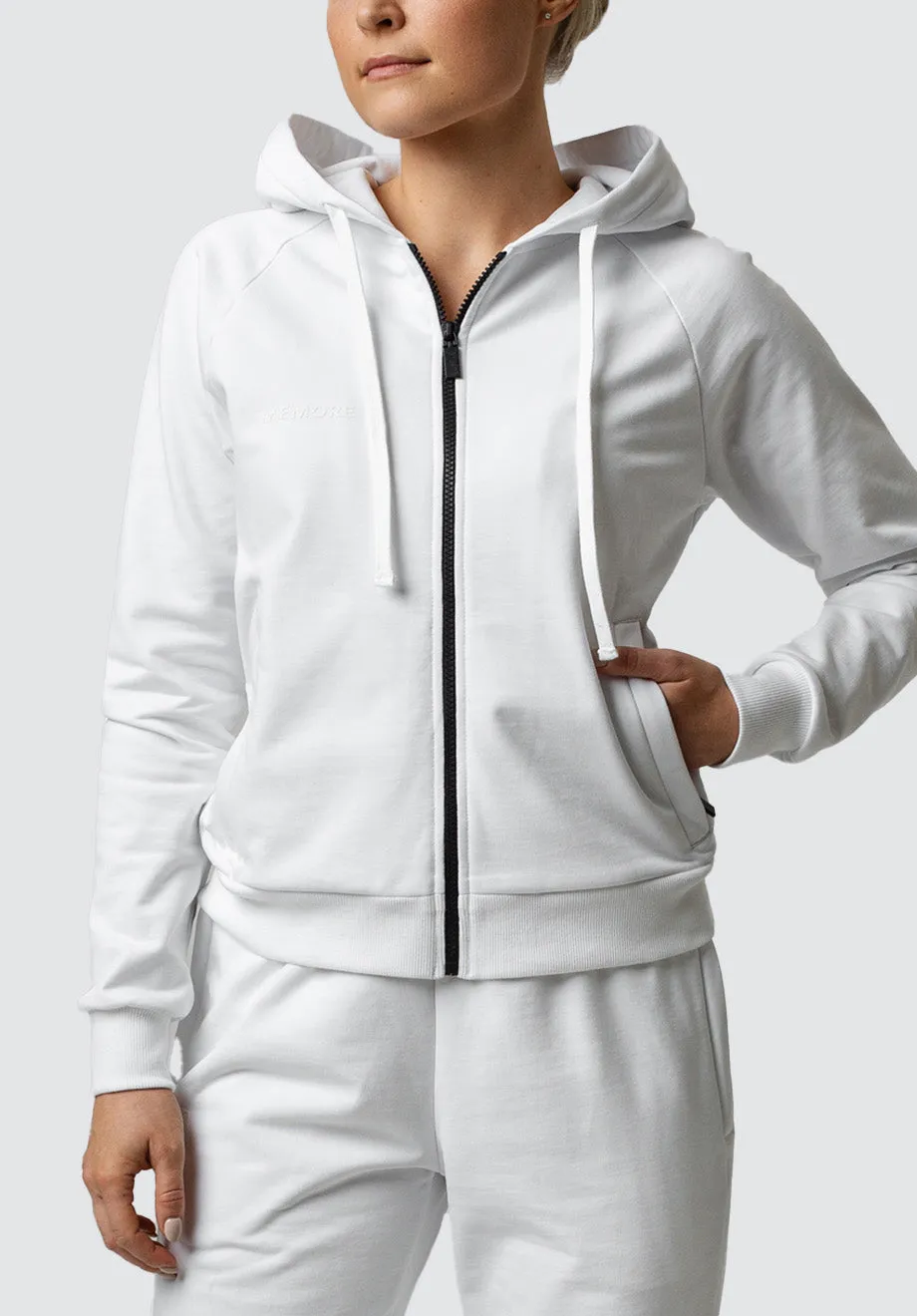 Women's Zipped Hoodie Memore | White