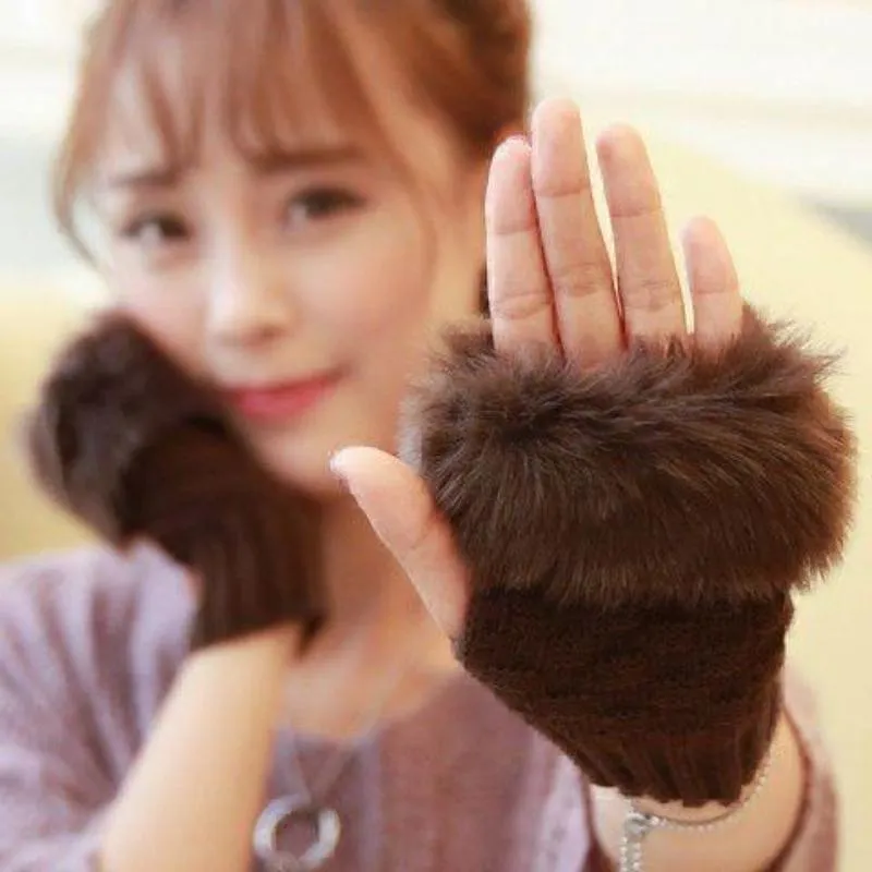 Wool Fingerless Gloves for Women