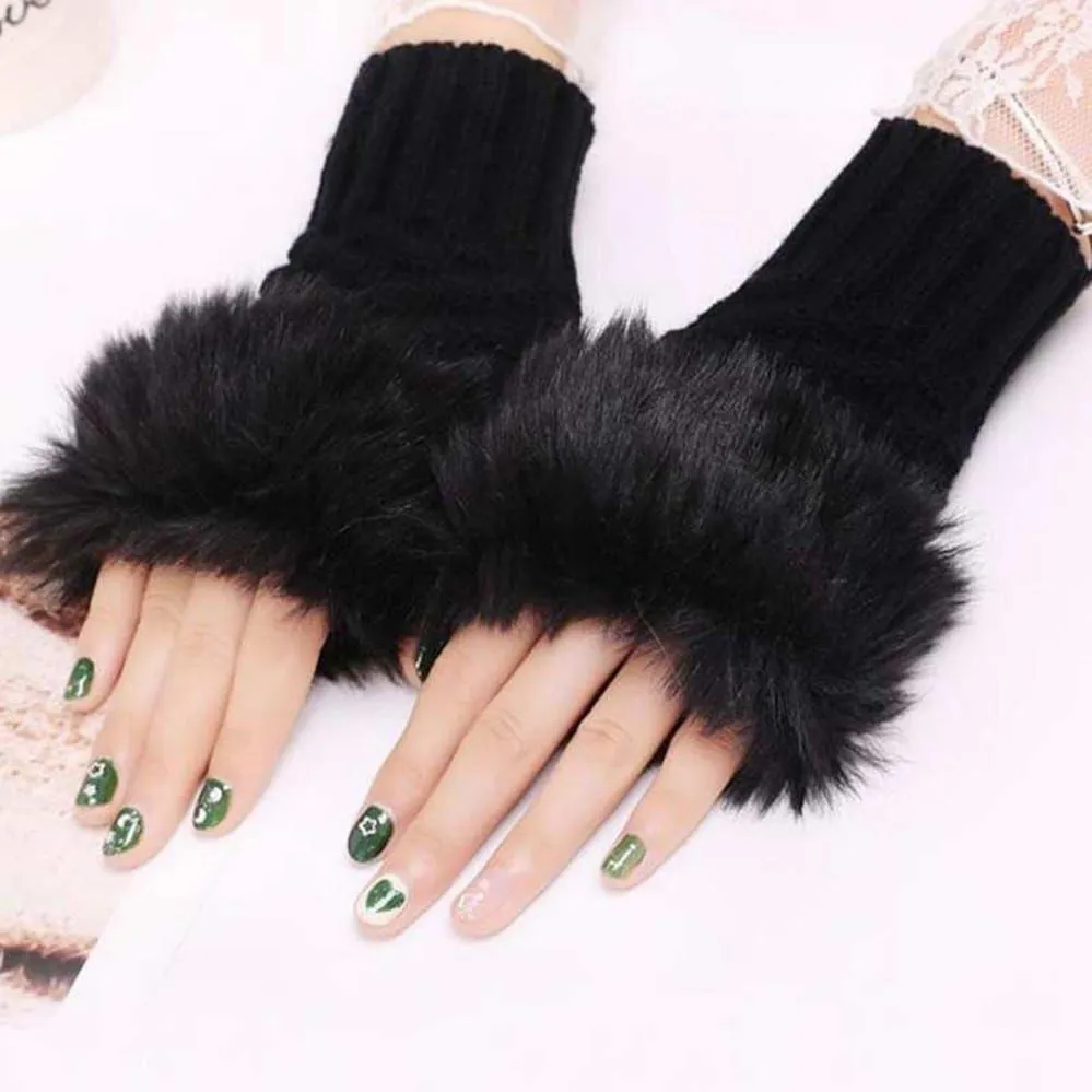 Wool Fingerless Gloves for Women