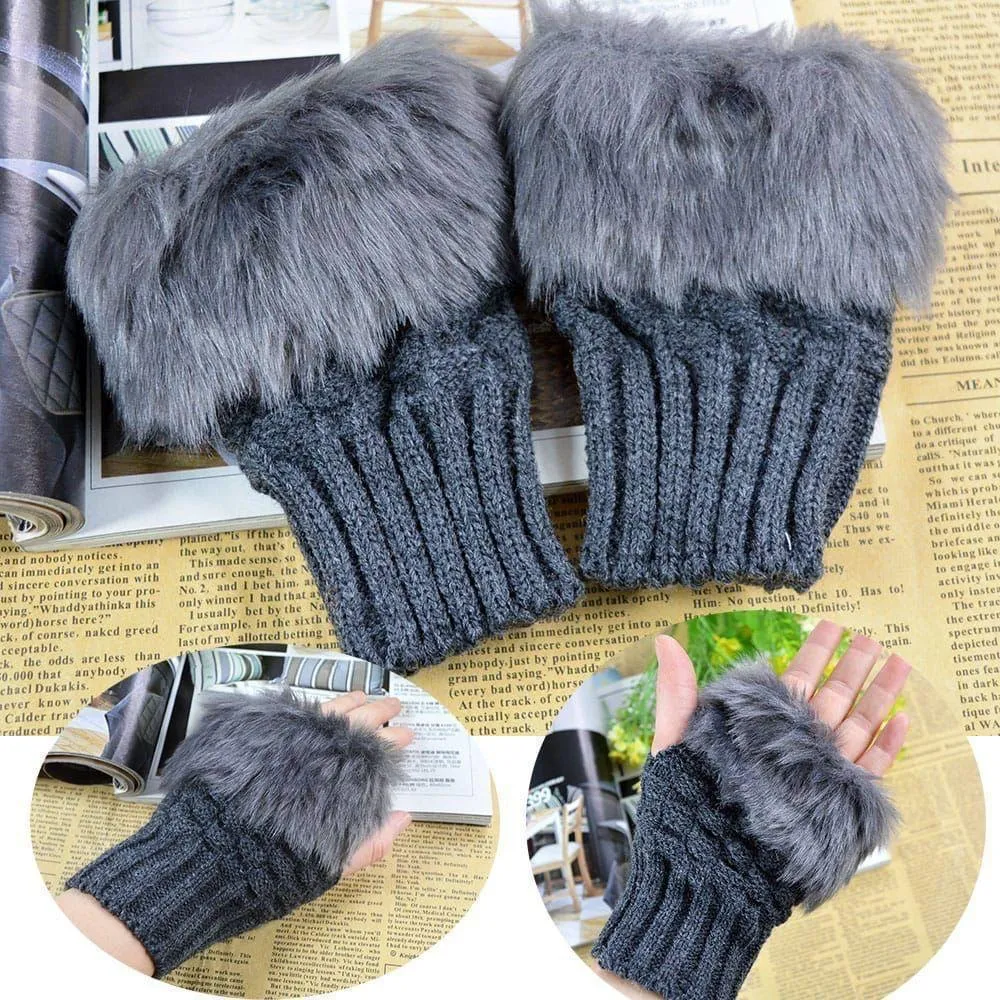 Wool Fingerless Gloves for Women