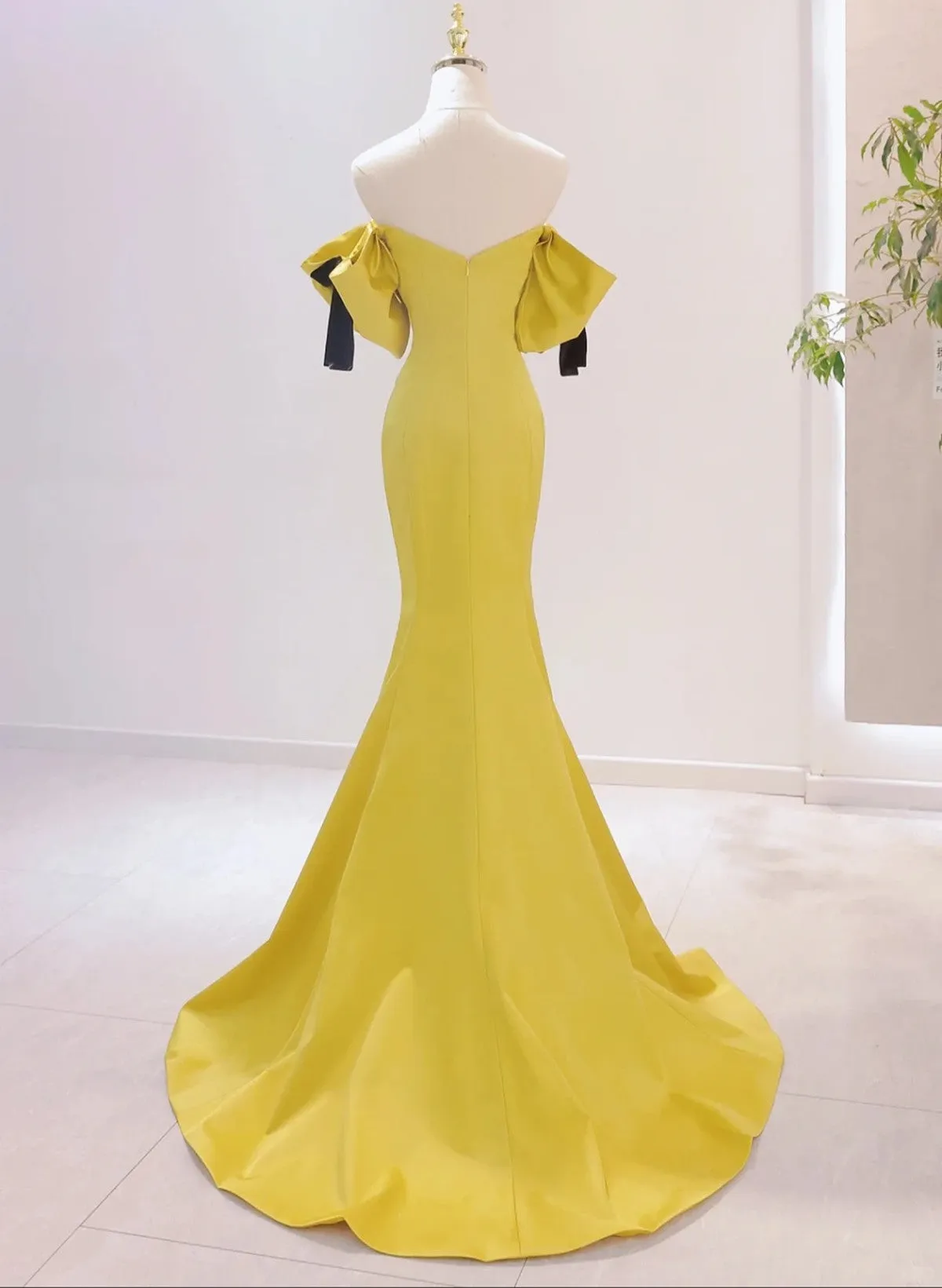 Yellow Spandex Mermaid Long Sweetheart Prom Dress, Yellow Formal Dress