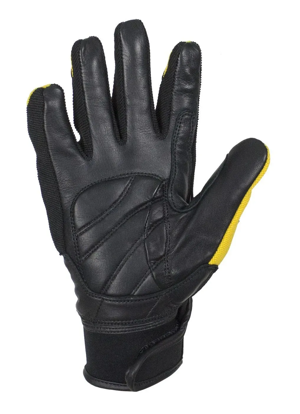 Yellow/Black Leather Motorcycle Gloves, GLZ108-YELLOW-DL