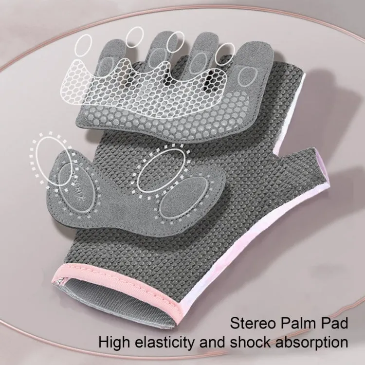 Yoga Sports Gloves Non-slip Shock-absorbing Half-finger Anti-cocoon Gloves, Size: S(Streamer Pink)