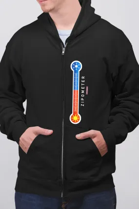 Zipometer Hot to Cold Zip movement - Full Zip Premium Hoodies Black No Threads