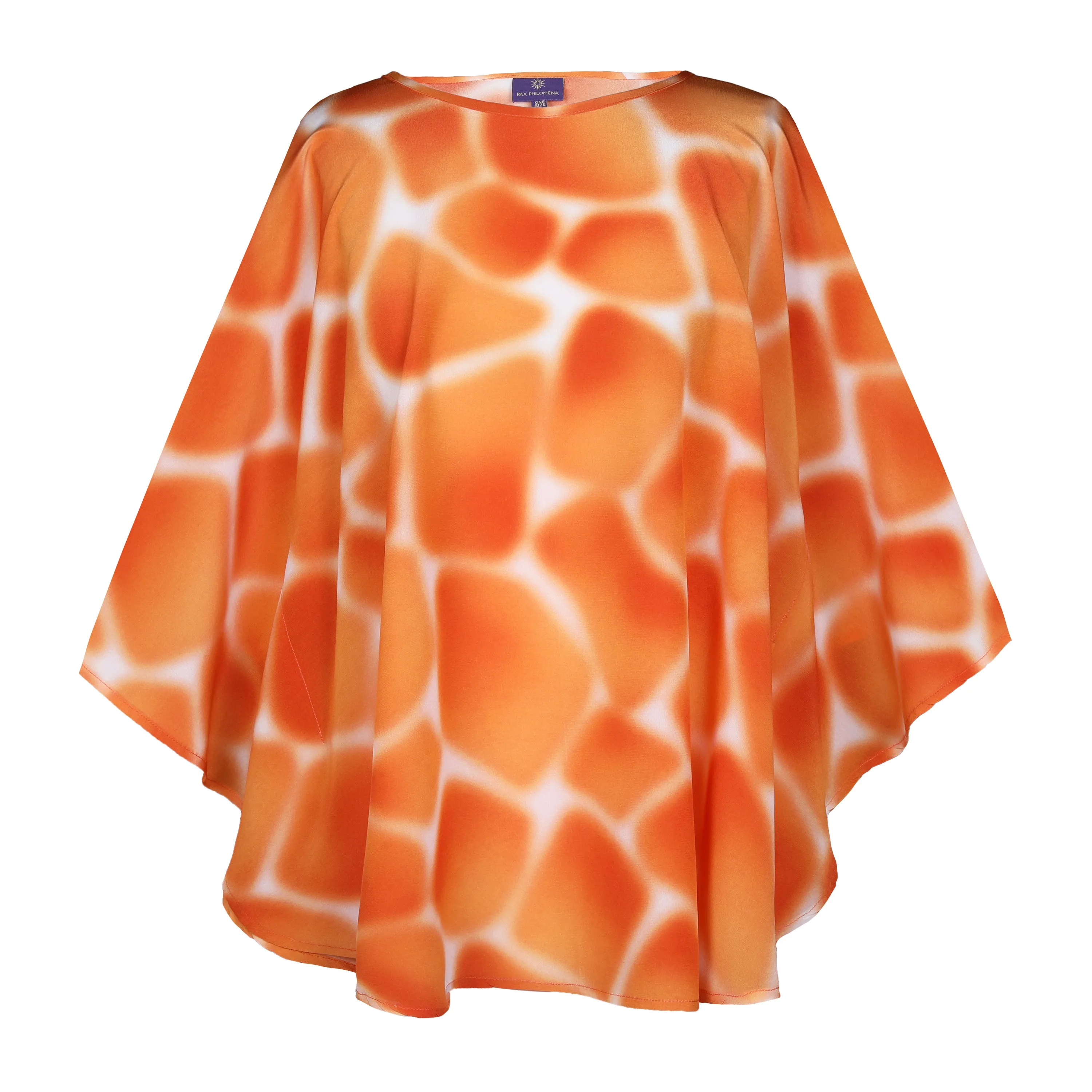 Zirafa Giraffa Orange Italian Silk Poncho