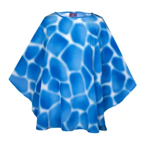 Zirafa Giraffa Pool Blue Italian Silk Poncho