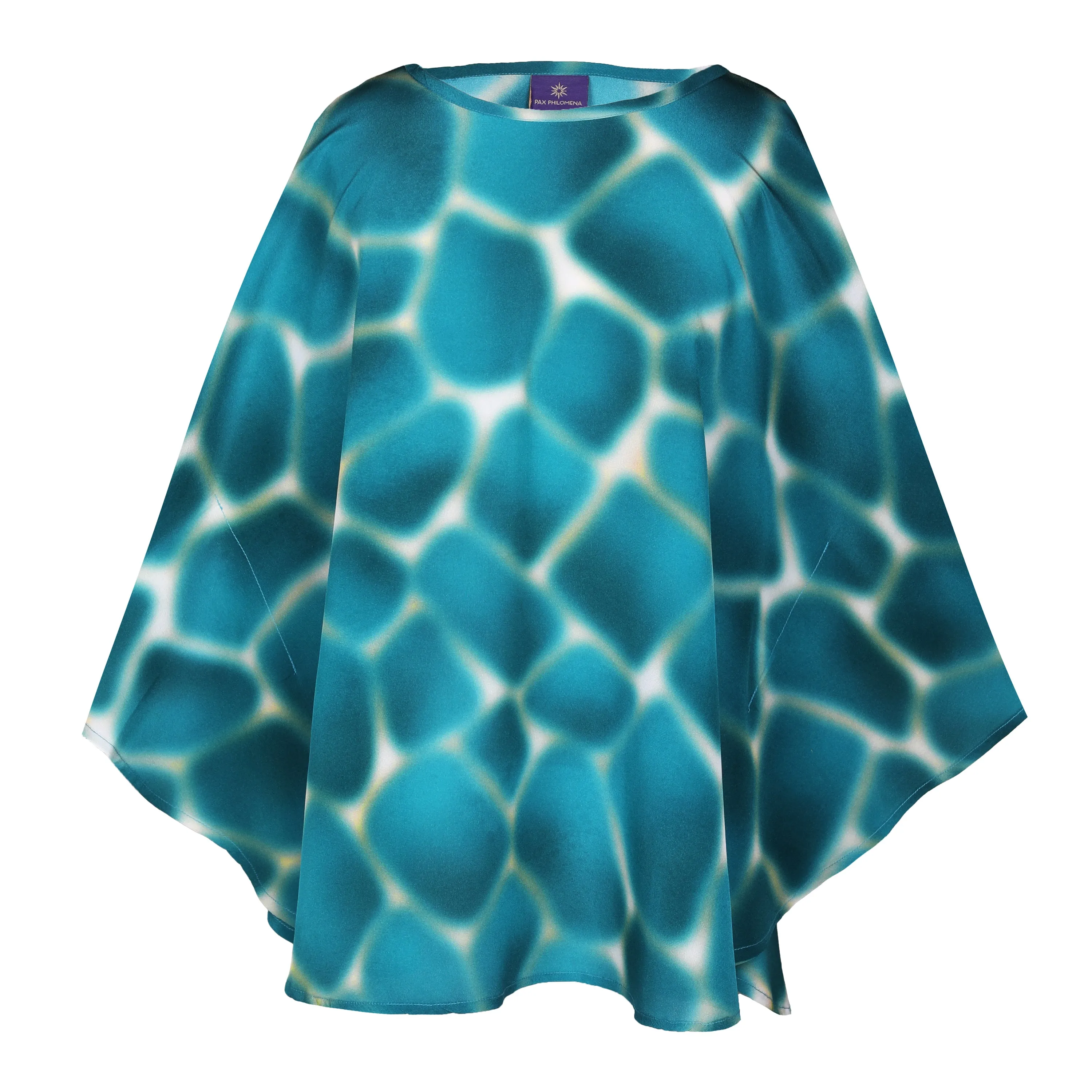 Zirafa Giraffa Teal Poncho Italian Silk Store Credit